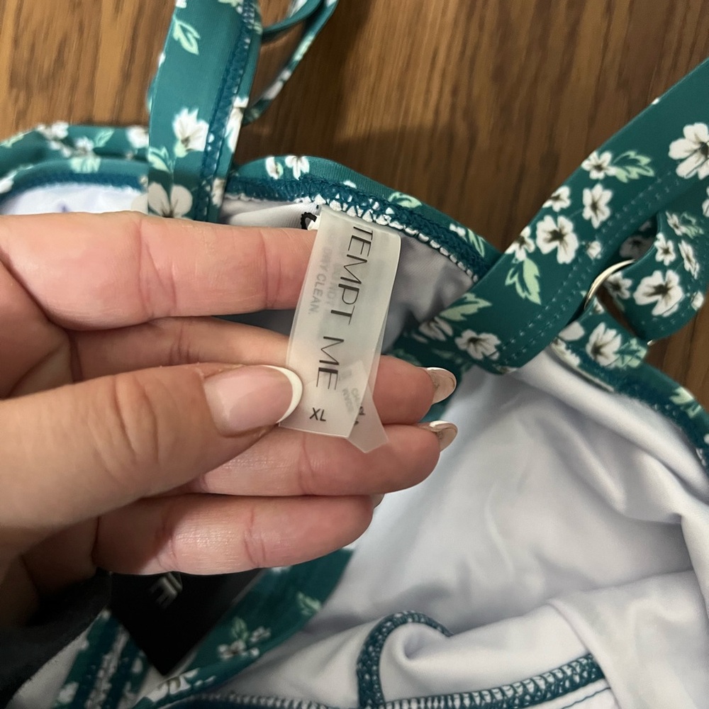 NWT Tempt Me Green Floral One Piece Bathing Suit Size XL - Picture 4 of 5